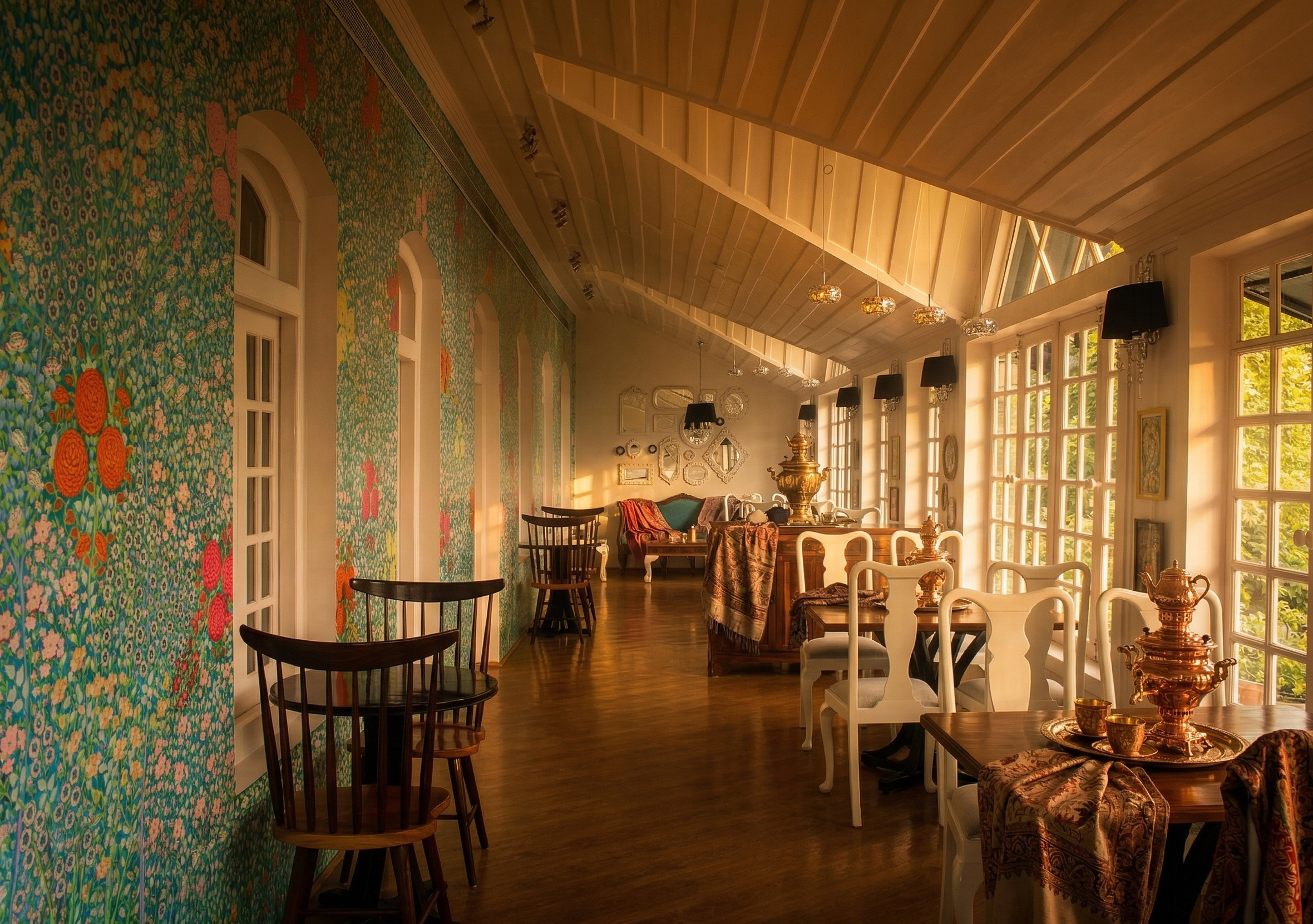 Chai Jaai cafe on The Bund in Srinagar — Victorian interior overlooking the Jhelum River